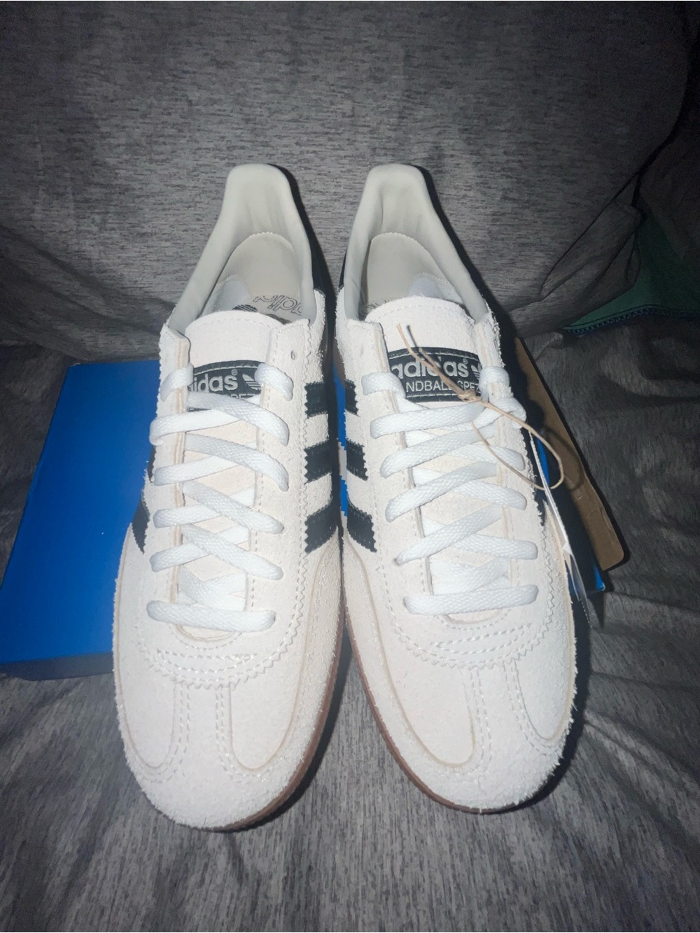 New adidas Off-White Samba Style Sneakers with Black Stripes